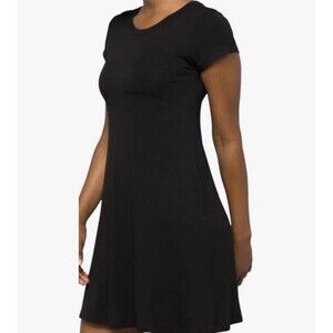 Splendid Black Pocket Allison T-Shirt Dress Short Sleeve Soft Knit Size Medium